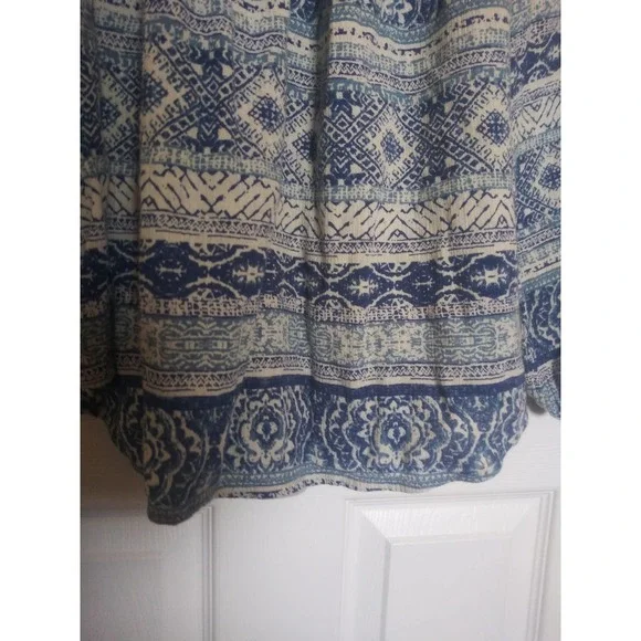 Chaps Long Sleeve Blue Boho Relaxed Blouse - Women's Size L - Picture 14 of 15